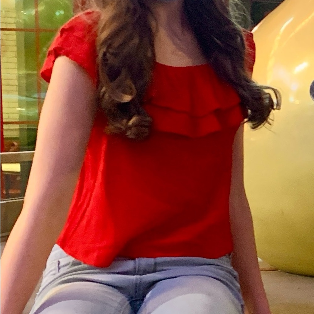 One Clothing Red Ruffled Off-Shoulder Blouse - Picture 4 of 5